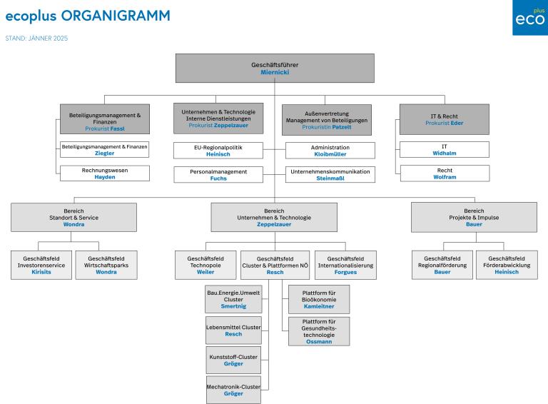 ecoplus Organigramm Jänner 2025 ohne Fotos
